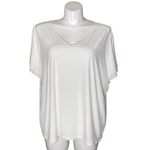 Calvin Klein Short Flutter Sleeve Top, NWT $64 V-Neckline Women's Size 2X